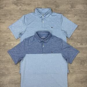 Lot Of 2 Vineyard Vines Striped Polo Shirt Men’s Size M Golf Performance Preppy